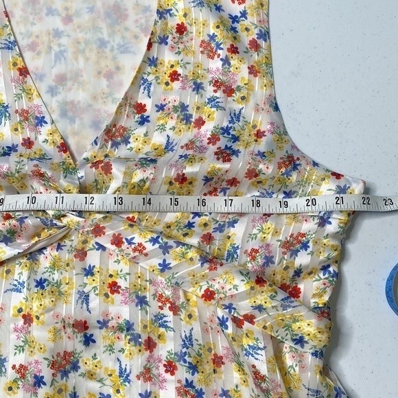 Banana Republic Floral Sleeveless Fit & Flare Dress Ruffle Tiered V-Neck Lined - Picture 12 of 15